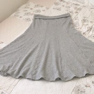 Gray Stretch French Terry Midi Seamed Gored Skirt